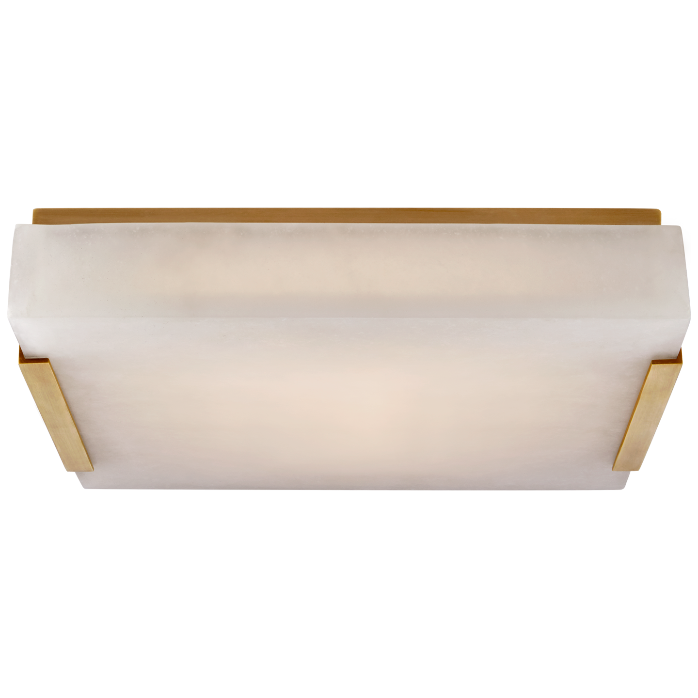 Covet Medium Flush Mount in Antique-Burnished Brass with Alabaster