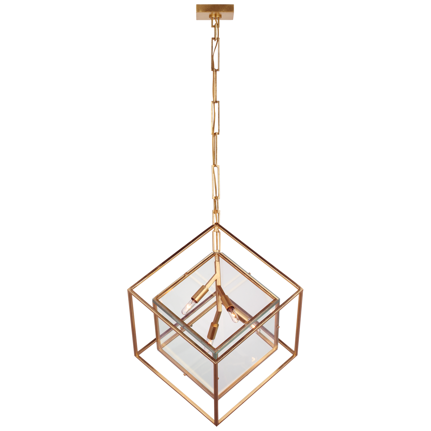 Cubed Large Pendant in Gild with Clear Glass