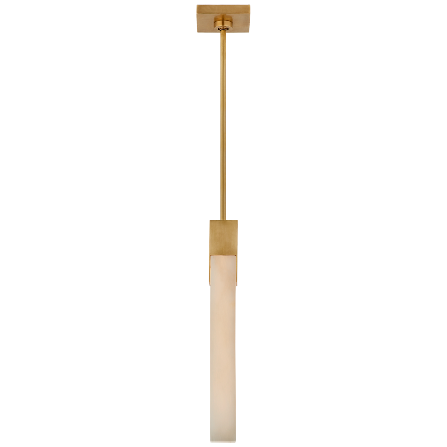 Covet Tall Single Pendant in Antique-Burnished Brass with Alabaster