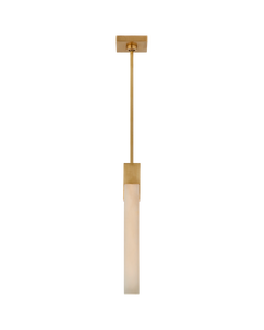 Covet Tall Single Pendant in Antique-Burnished Brass with Alabaster
