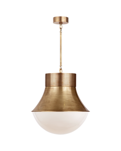 Precision Large Pendant in Antique-Burnished Brass with White Glass