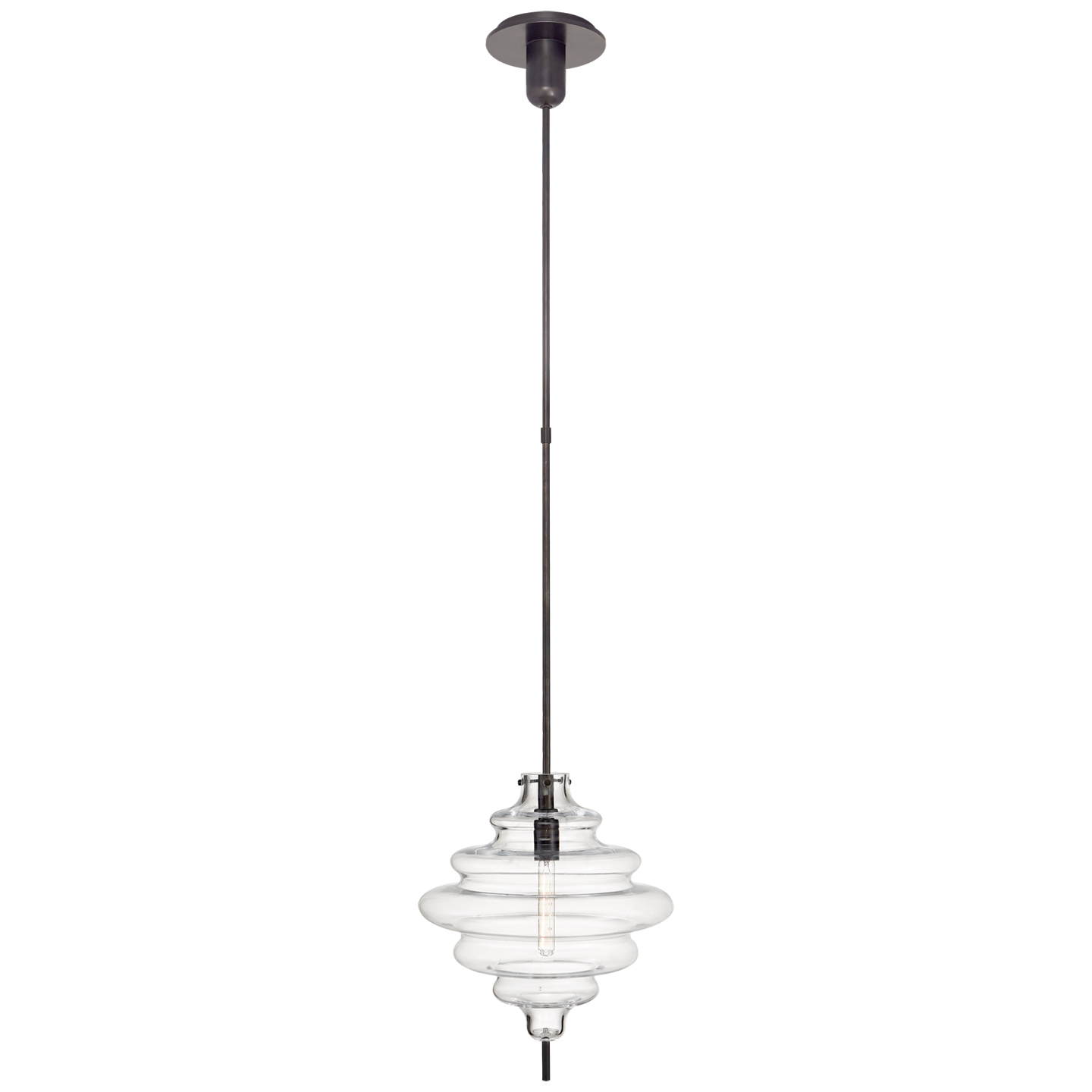 Tableau Medium Pendant in Bronze with Clear Glass