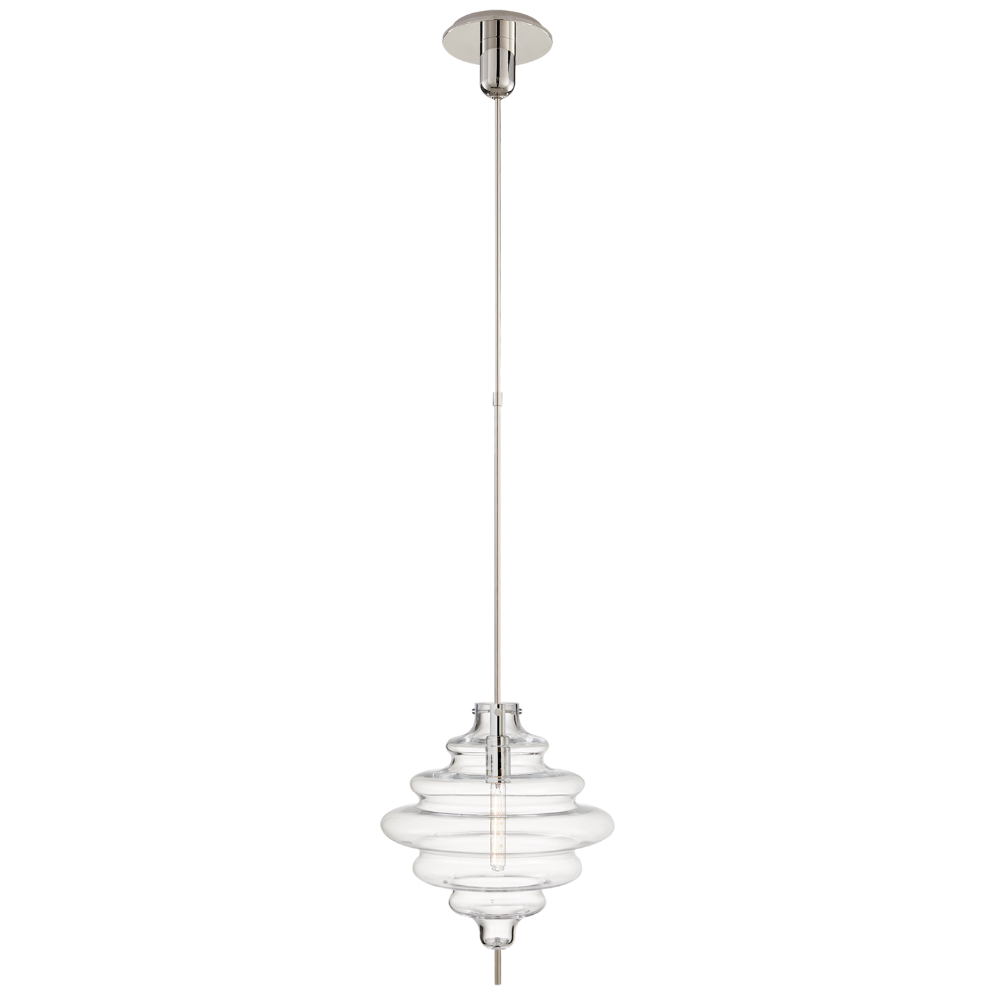 Tableau Medium Pendant in Polished Nickel with Clear Glass