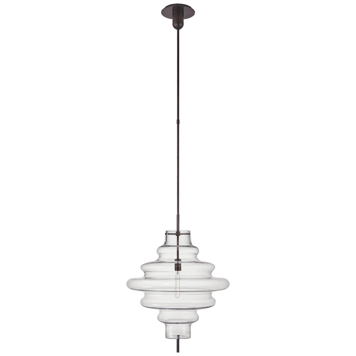 Tableau Large Pendant in Bronze with Clear Glass Shade