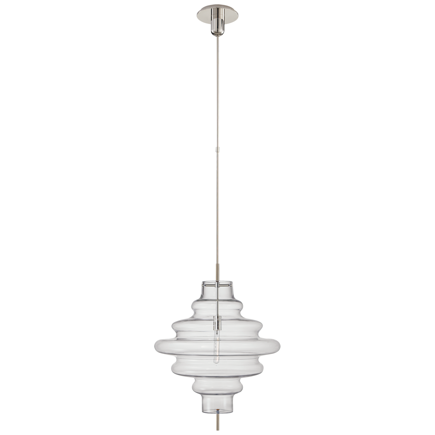 Tableau Large Pendant in Polished Nickel with Clear Glass Shade