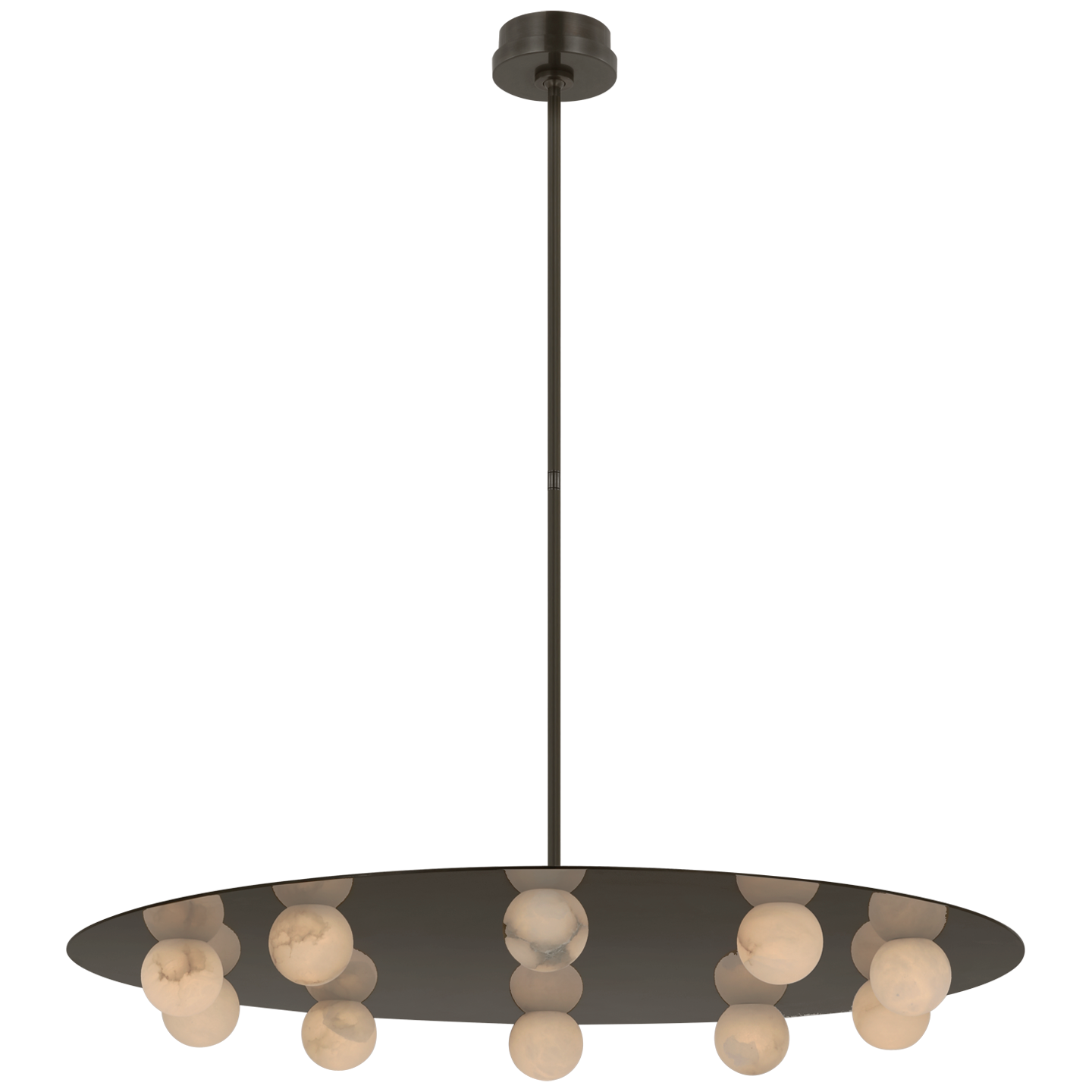 Pertica 36" Ten Light Chandelier in Mirrored Bronze with Alabaster