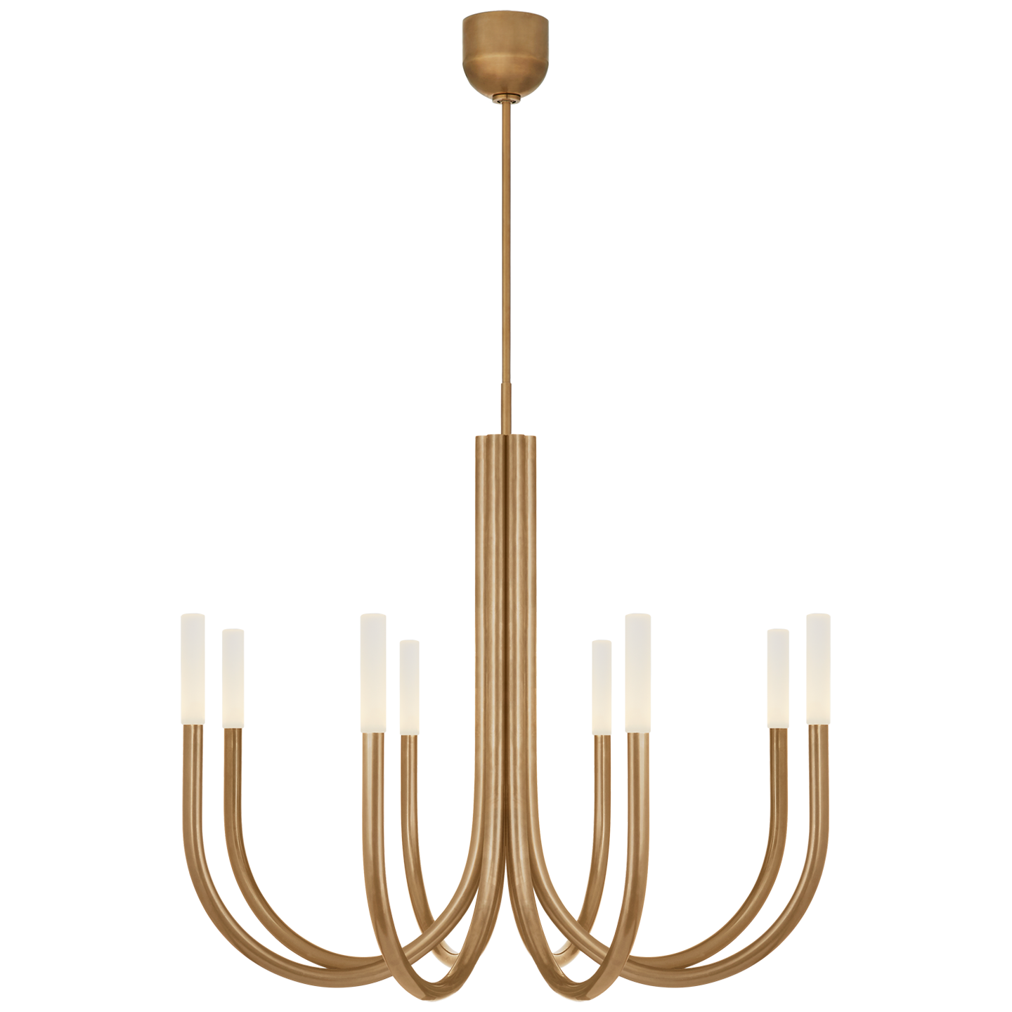 Rousseau Medium Chandelier in Antique-Burnished Brass with Etched Crystal