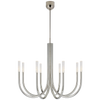 Rousseau Medium Chandelier in Polished Nickel with Seeded Glass