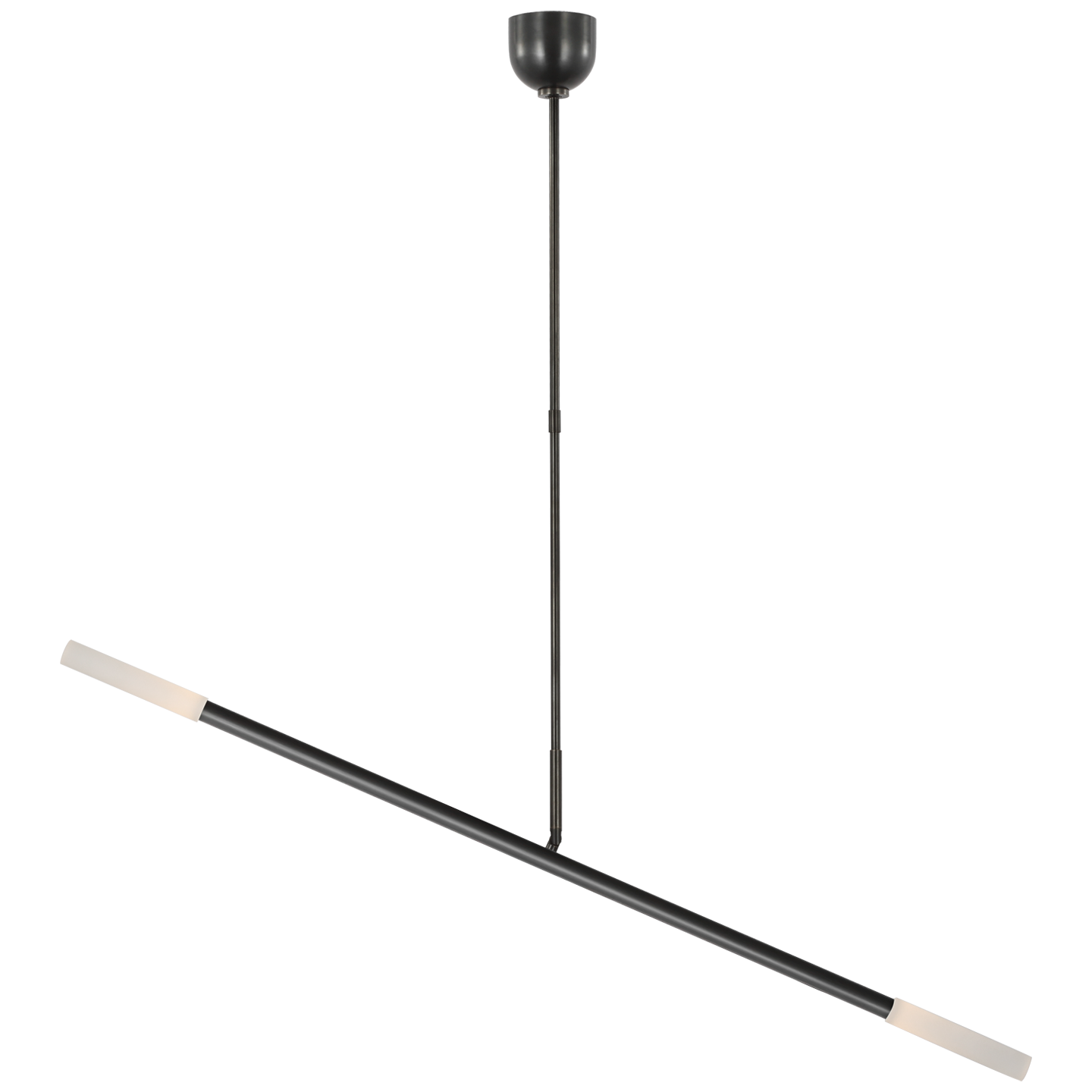 Rousseau Large Articulating Linear Chandelier in Bronze with Etched Crystal Open Box