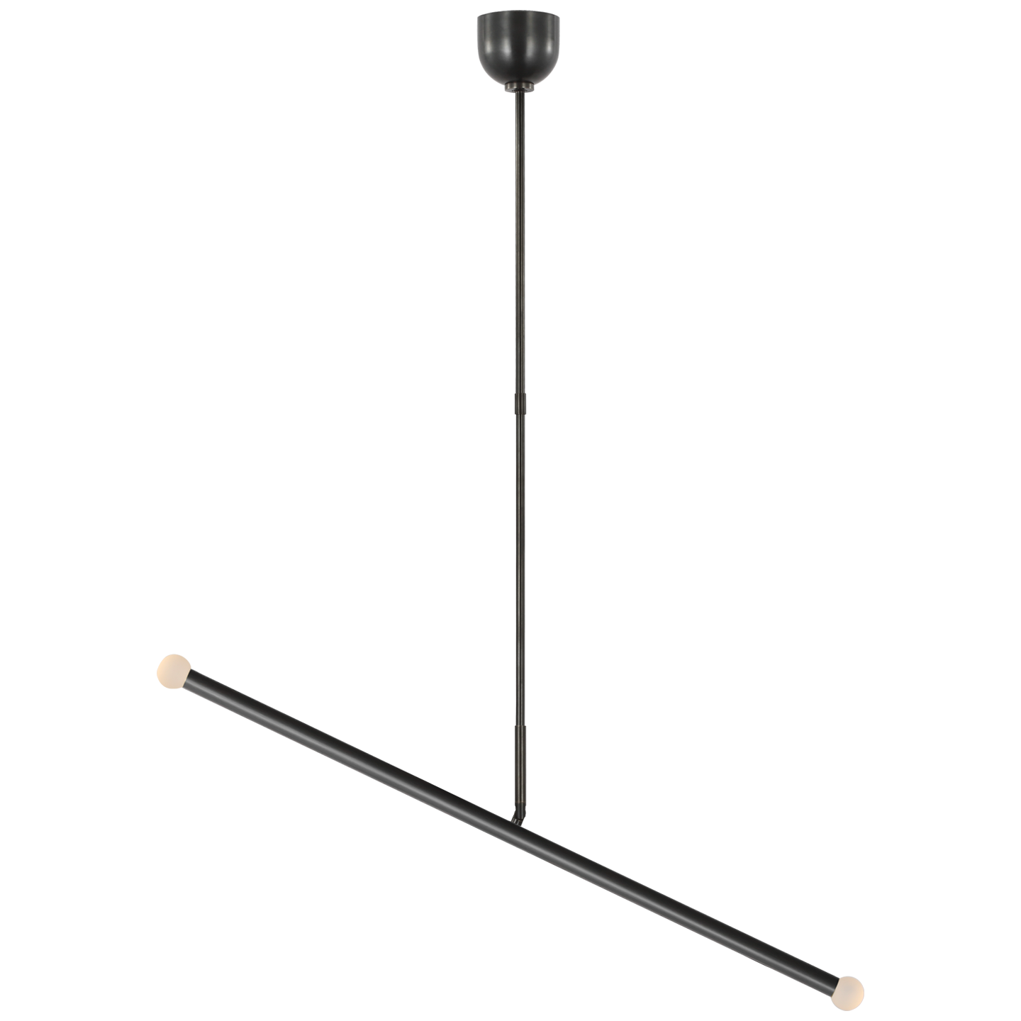 Rousseau Large Articulating Linear Chandelier in Bronze with Etched Crystal Orb Open Box