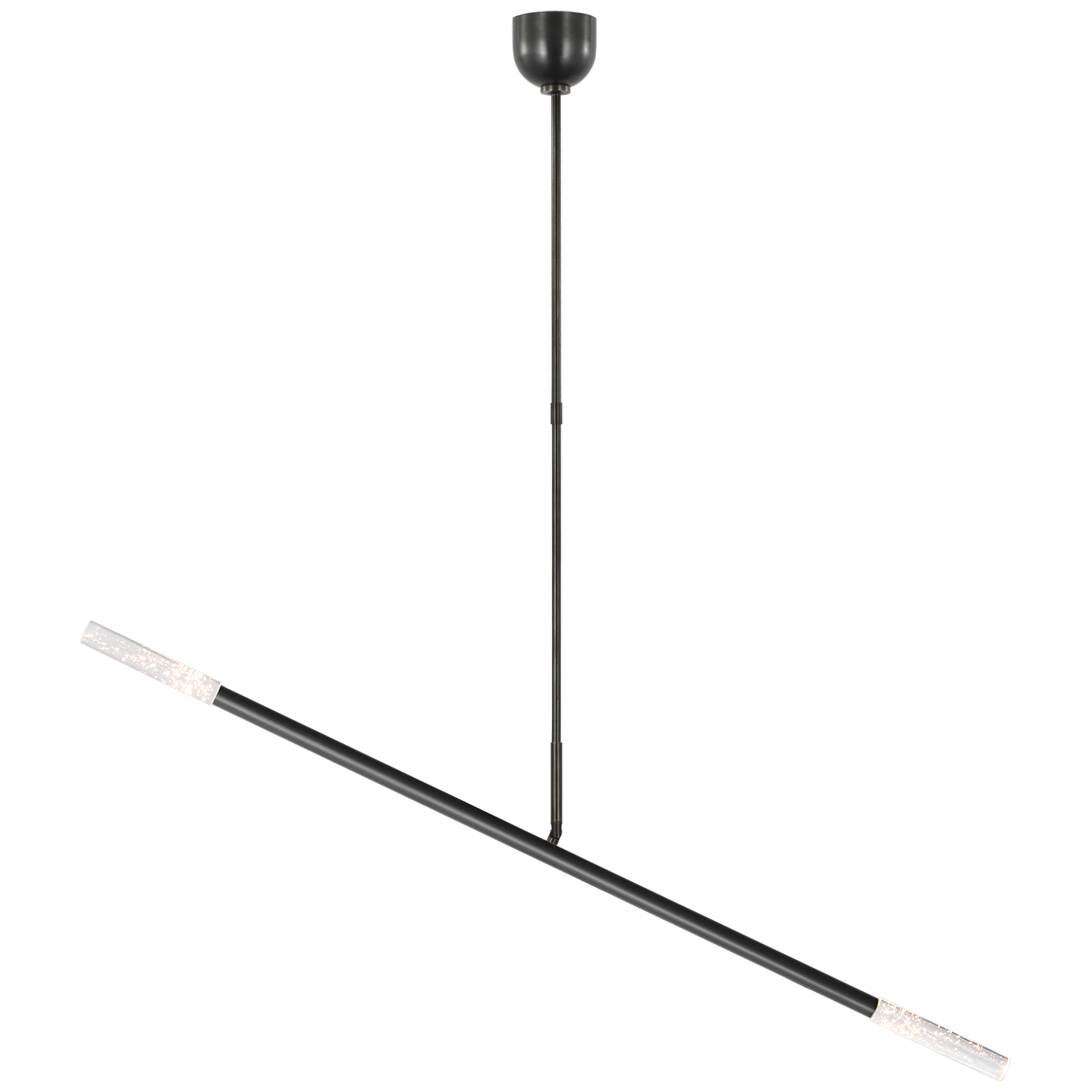 Rousseau Large Articulating Linear Chandelier in Bronze with Seeded Glass Open Box