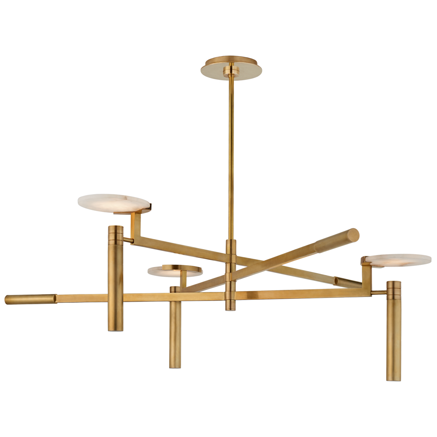 Melange Large Floating Disc Chandelier in Antique-Burnished Brass with Alabaster