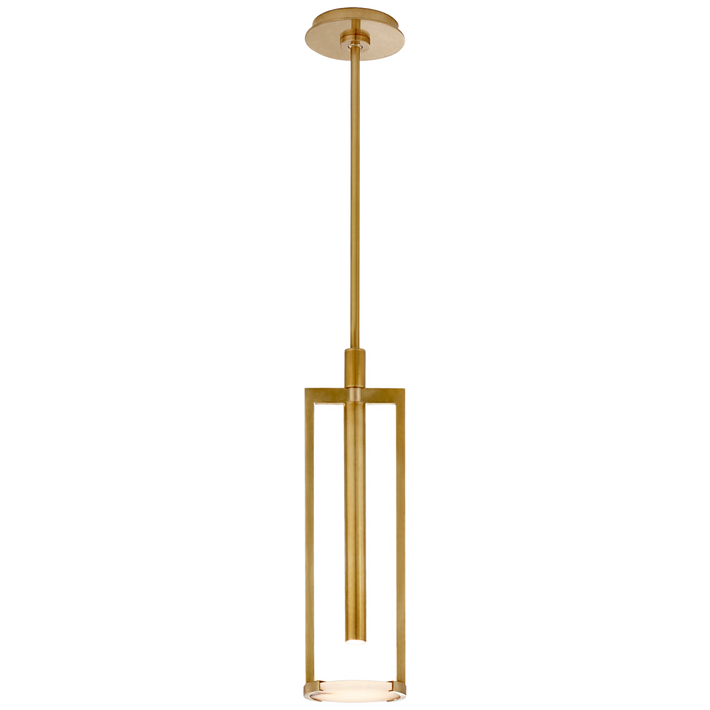 Melange Small Floating Disc Pendant in Antique-Burnished Brass with Alabaster