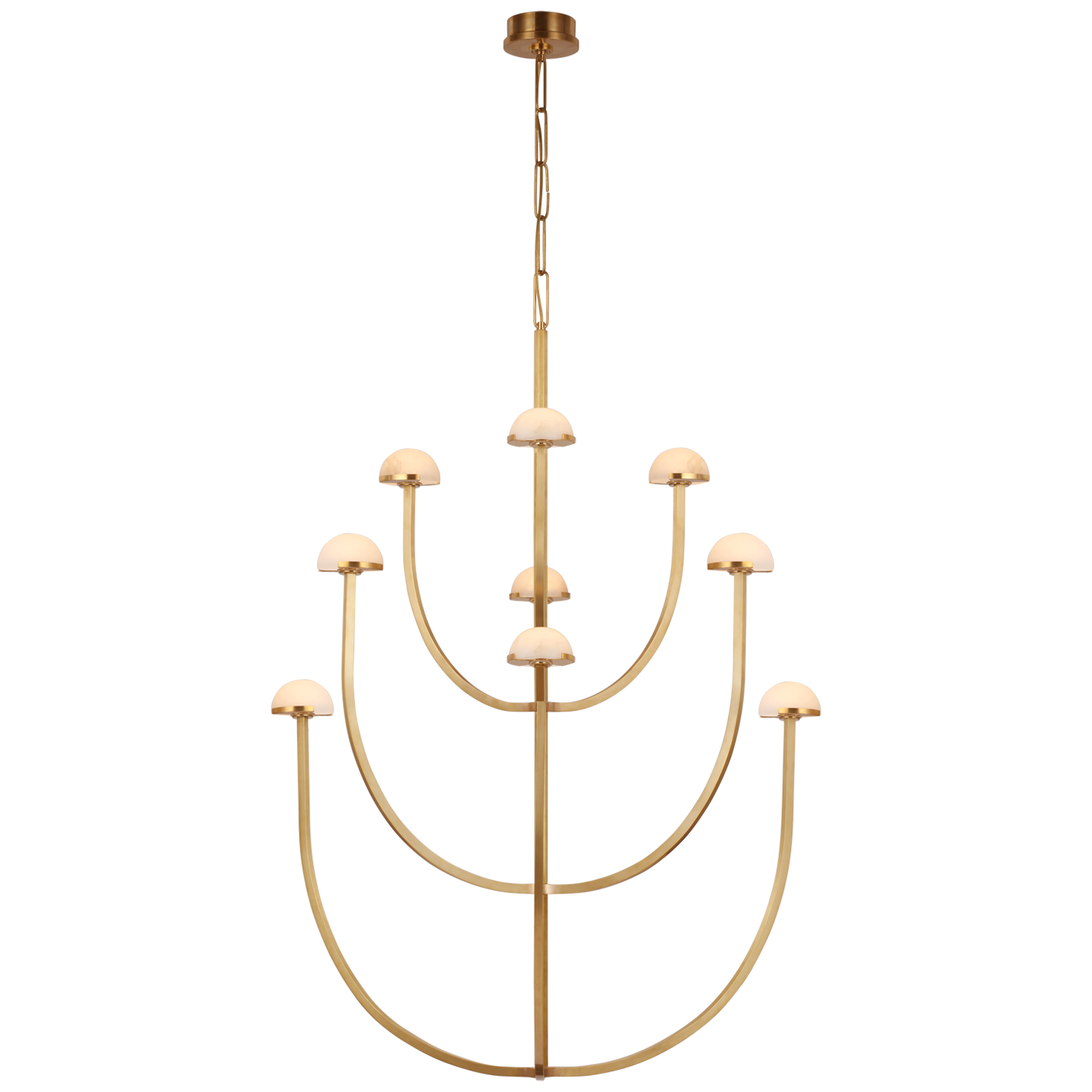 Pedra X-Large Three-Tier Chandelier in Antique-Burnished Brass with Alabaster