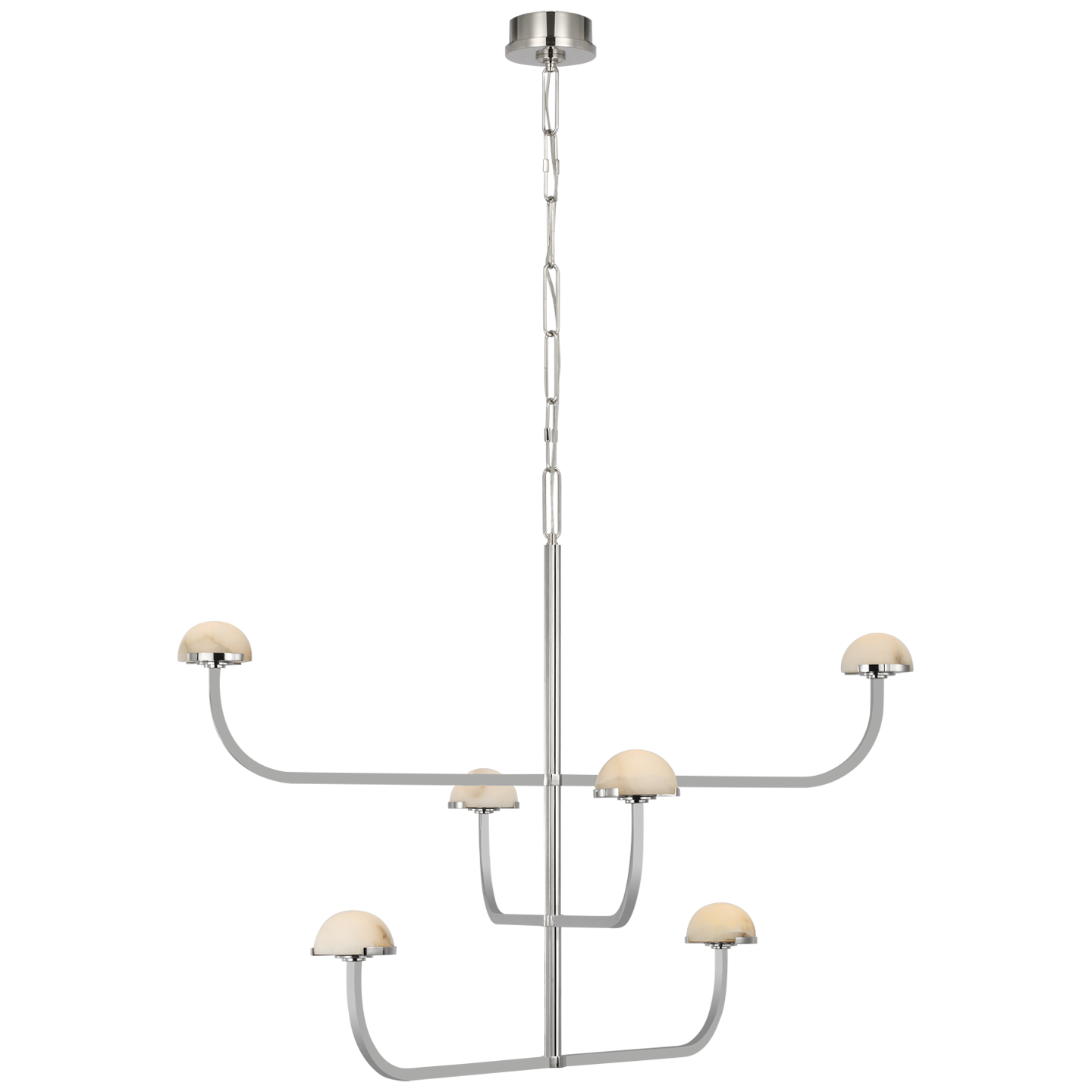 Pedra Three Tier Shallow Chandelier in Polished Nickel with Alabaster Open Box