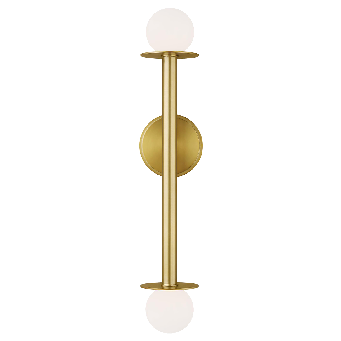 Nodes Double Sconce in Burnished Brass with White Glass