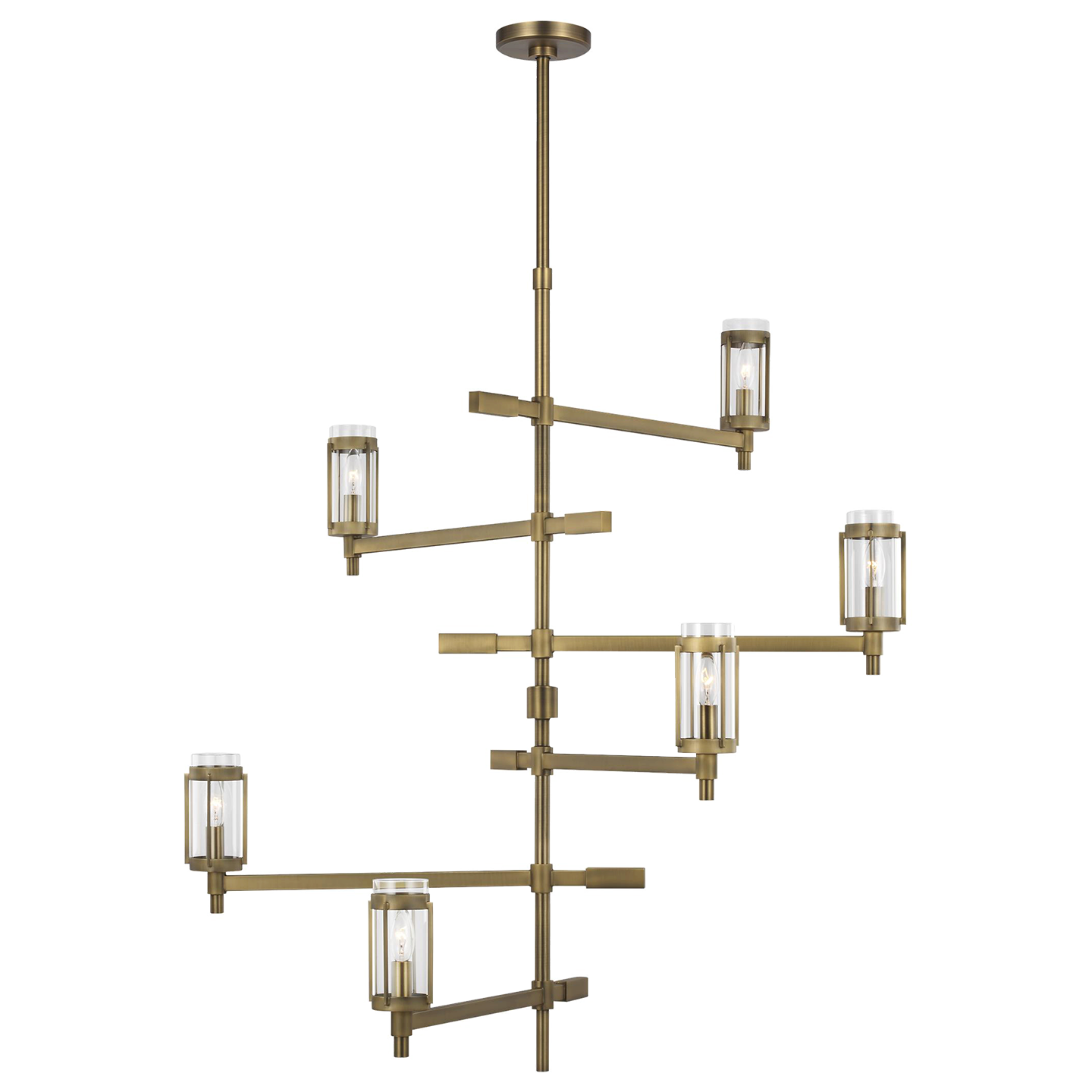 Flynn Tall Chandelier Time Worn Brass