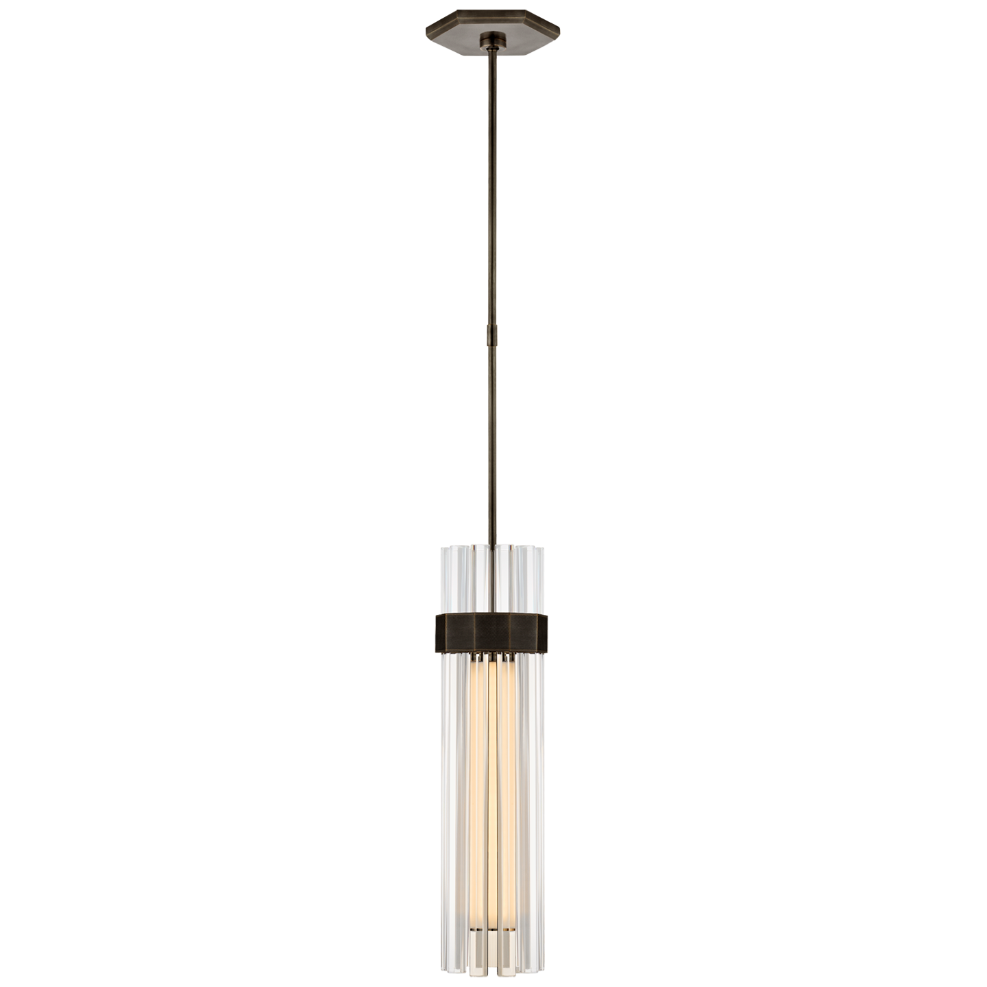 Fascio Medium Pendant in Bronze with Crystal