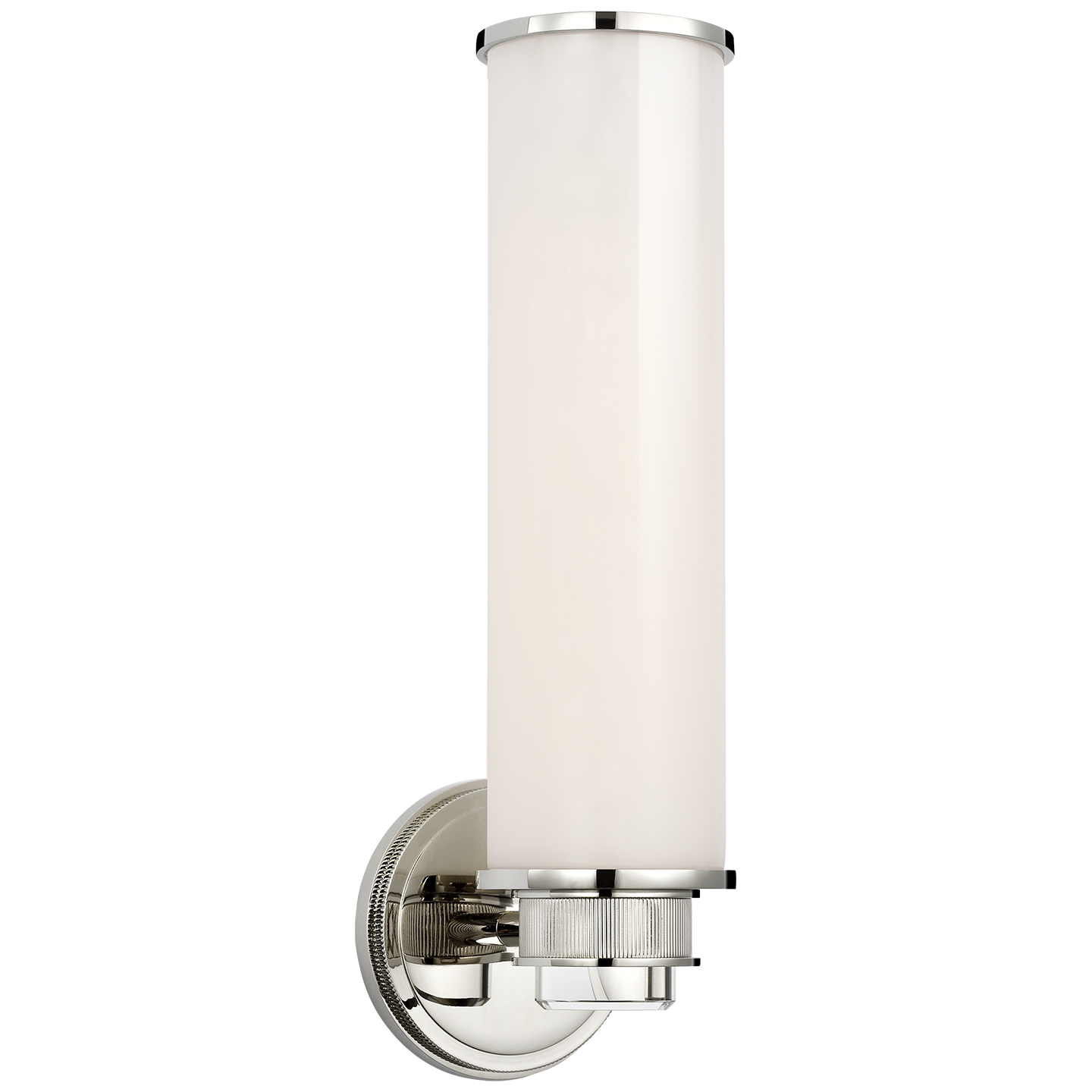 Percy 14" Single Bath Sconce in Polished Nickel with White Glass 220V