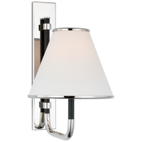 Rigby Small Sconce in Polished Nickel and Ebony with Linen Shade