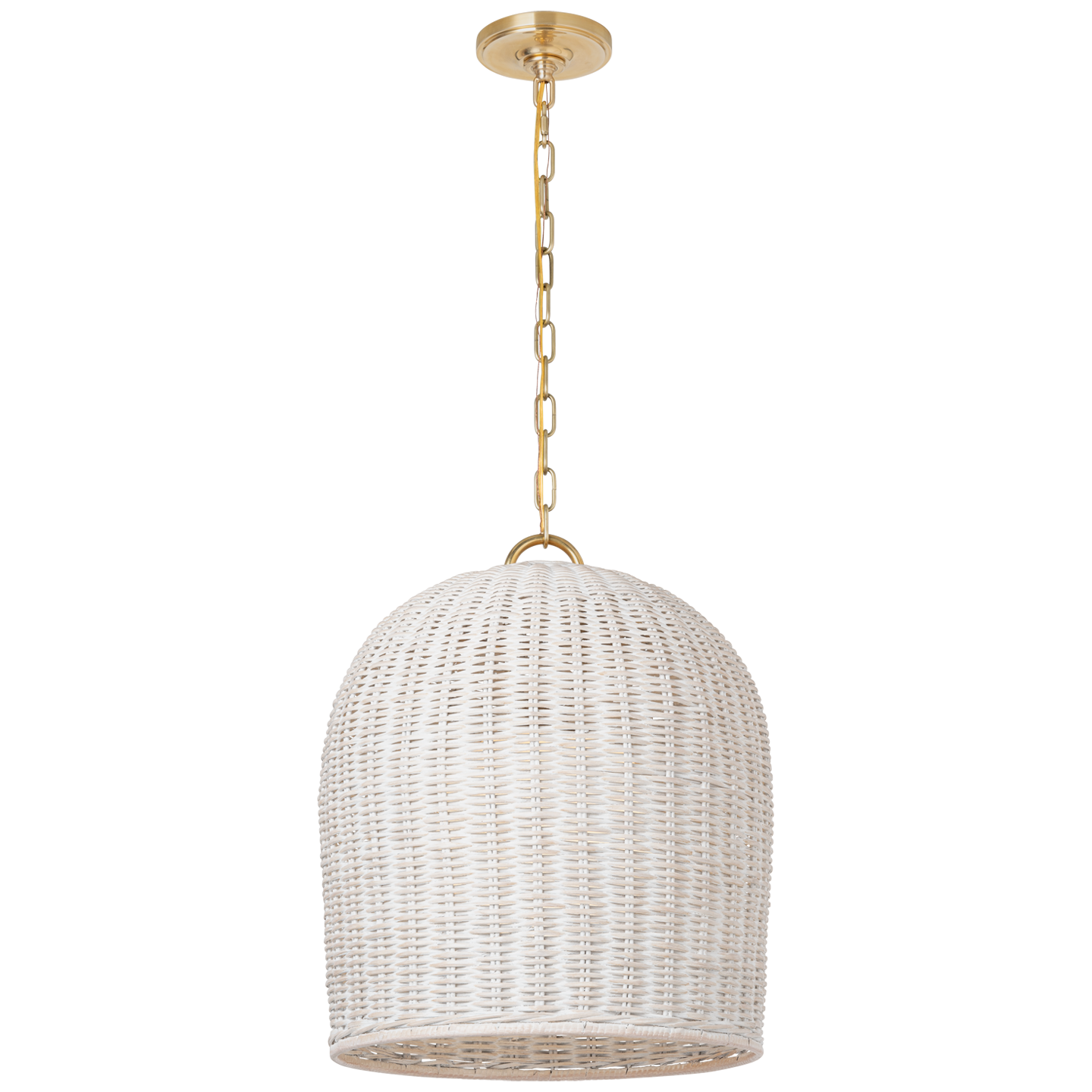 Nancy 18" Woven Hanging Shade in Soft Brass with White Wicker Shade Open Box