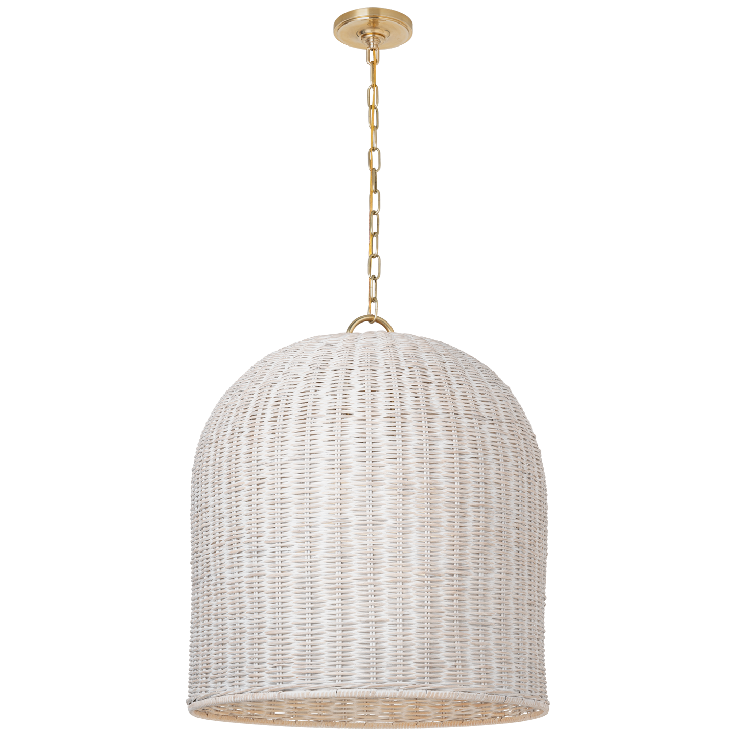 Nancy 25" Woven Hanging Shade in Soft Brass with White Wicker Shade Open Box