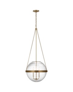 Reese 18" Globe Pendant in Soft Brass with Clear Restoration Glass