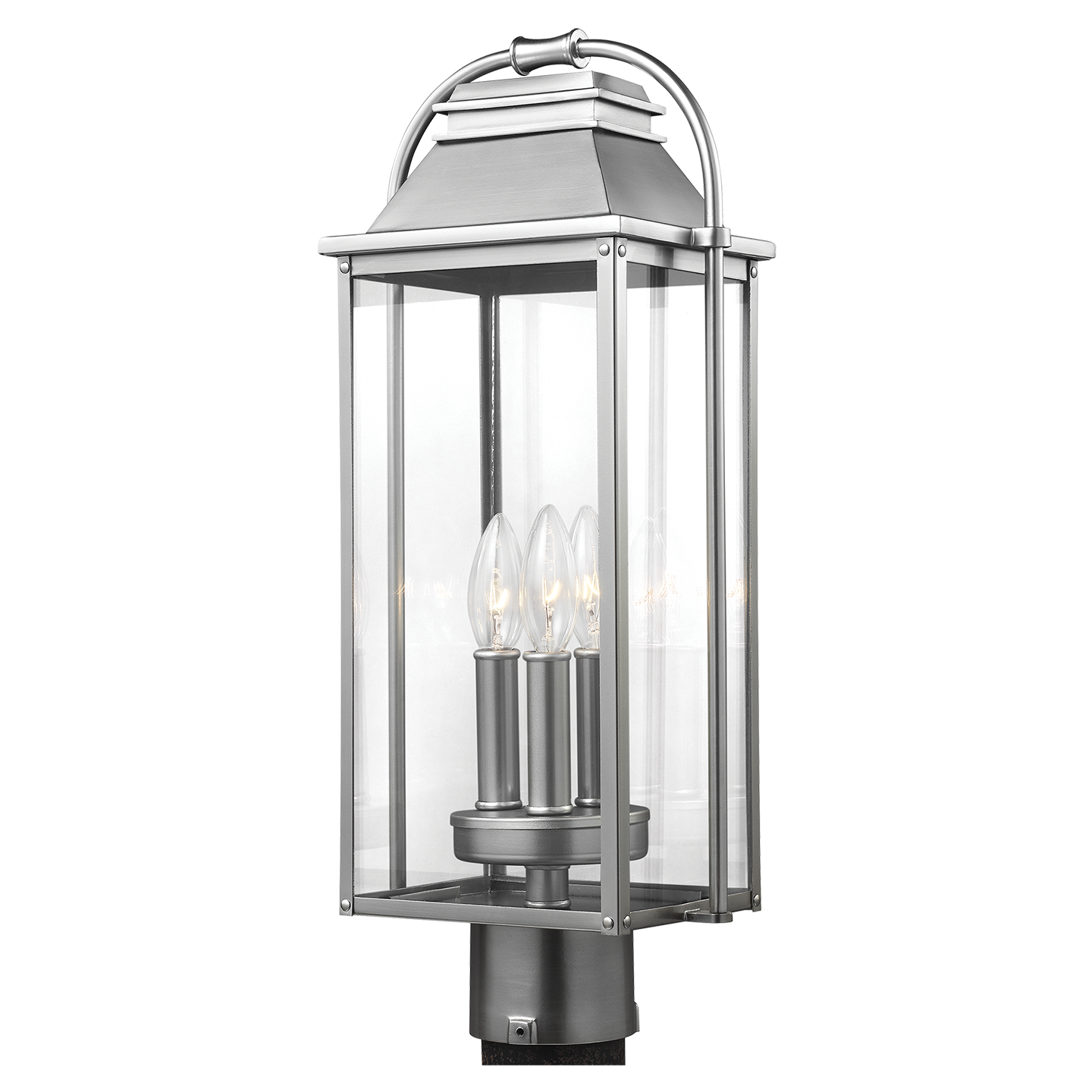 Wellsworth Post Lantern Painted Brushed Steel