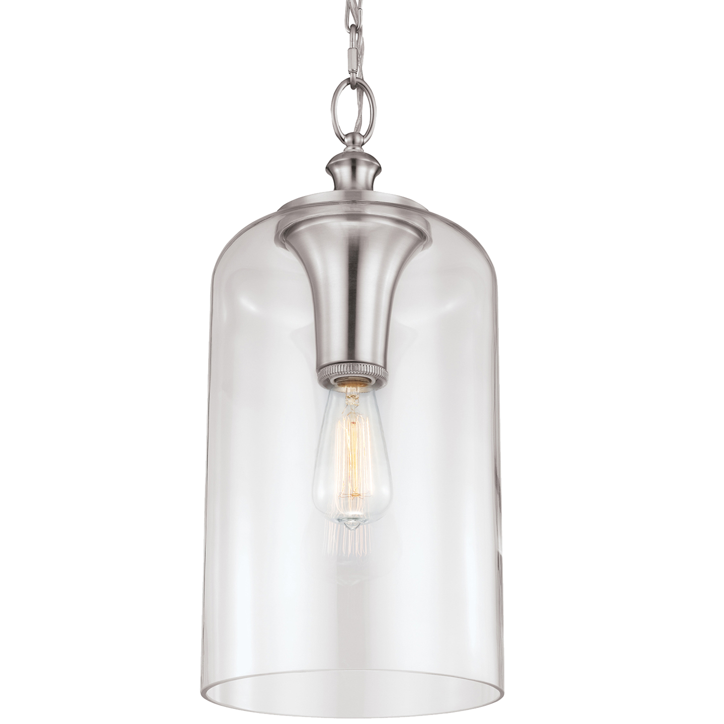 Hounslow Clear Glass Pendant Brushed Steel