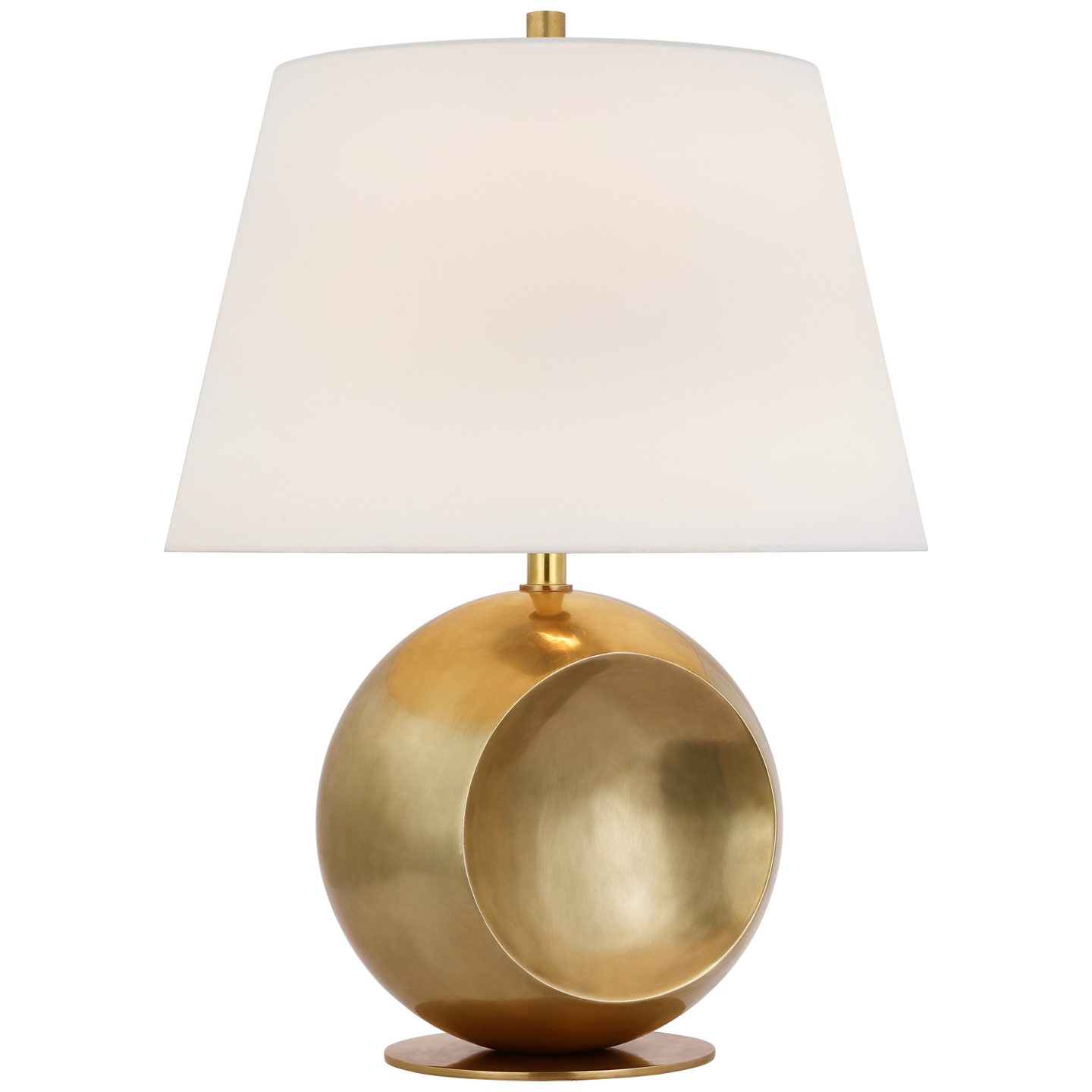 Comtesse Medium Globe Table Lamp in Hand-Rubbed Antique Brass with Linen Shade