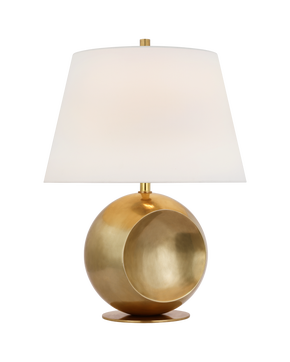 Comtesse Medium Globe Table Lamp in Hand-Rubbed Antique Brass with Linen Shade