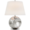 Comtesse Medium Globe Table Lamp in Polished Nickel with Linen Shade