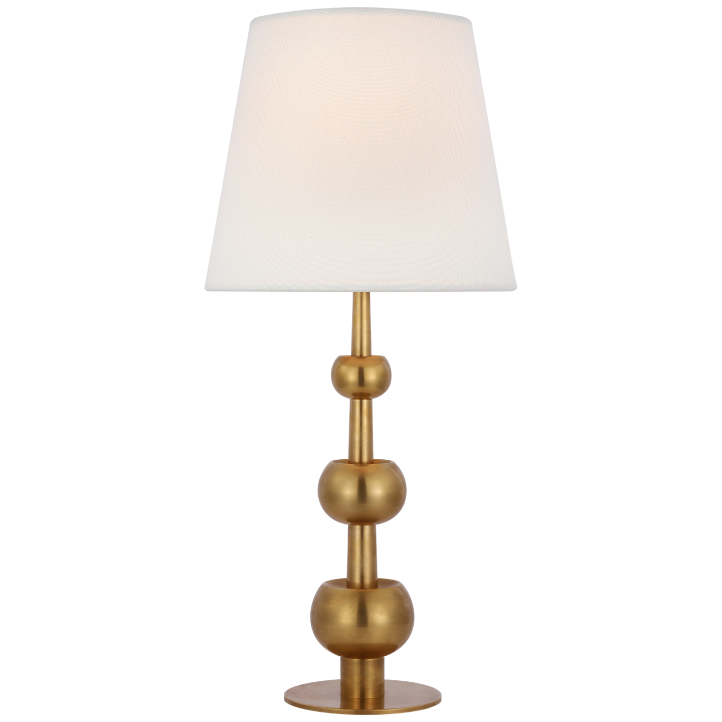 Comtesse Medium Triple Table Lamp in Hand-Rubbed Antique Brass with Linen Shade