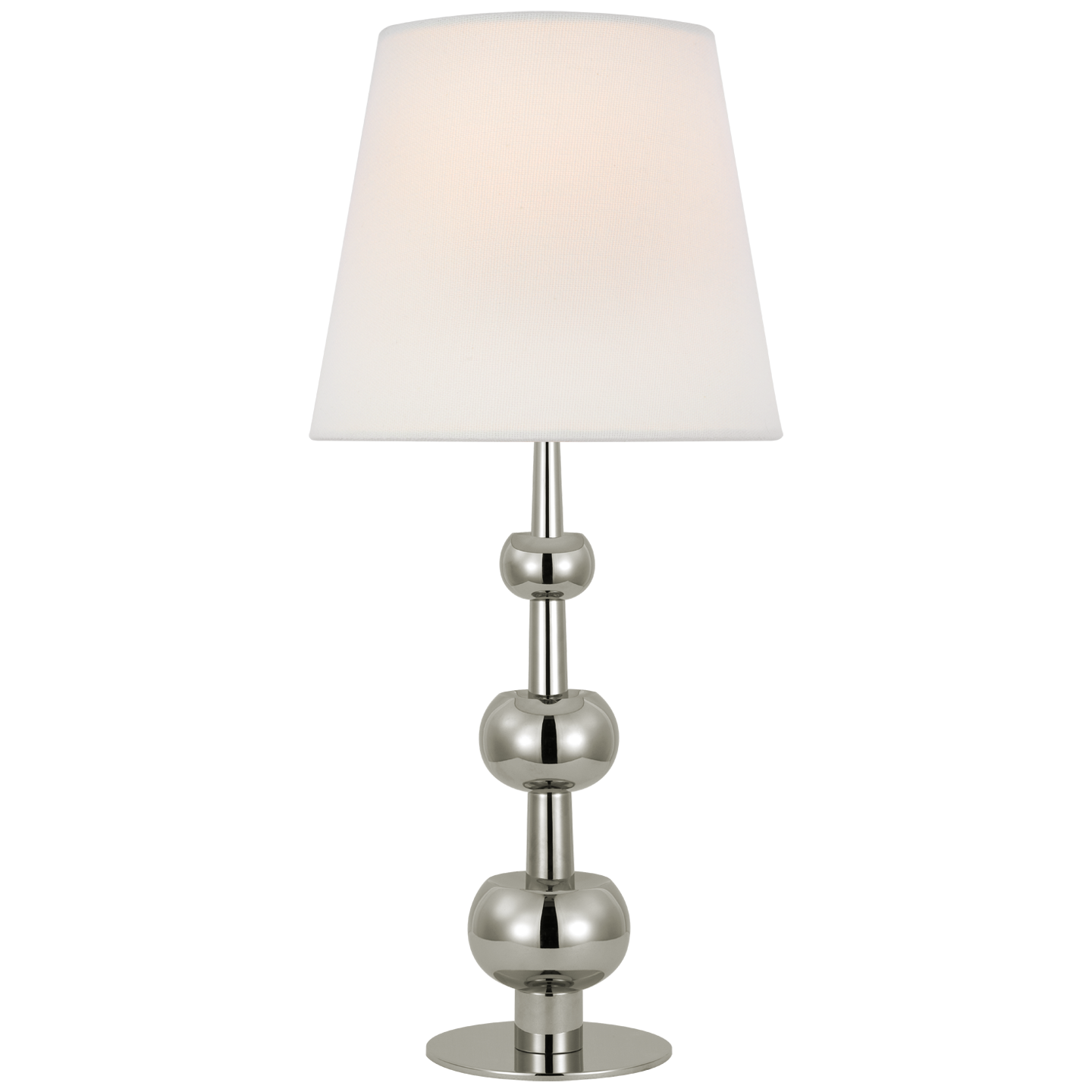 Comtesse Medium Triple Table Lamp in Polished Nickel with Linen Shade