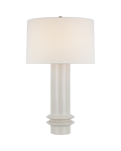 Montaigne Medium Table Lamp in New White with Linen Shade
