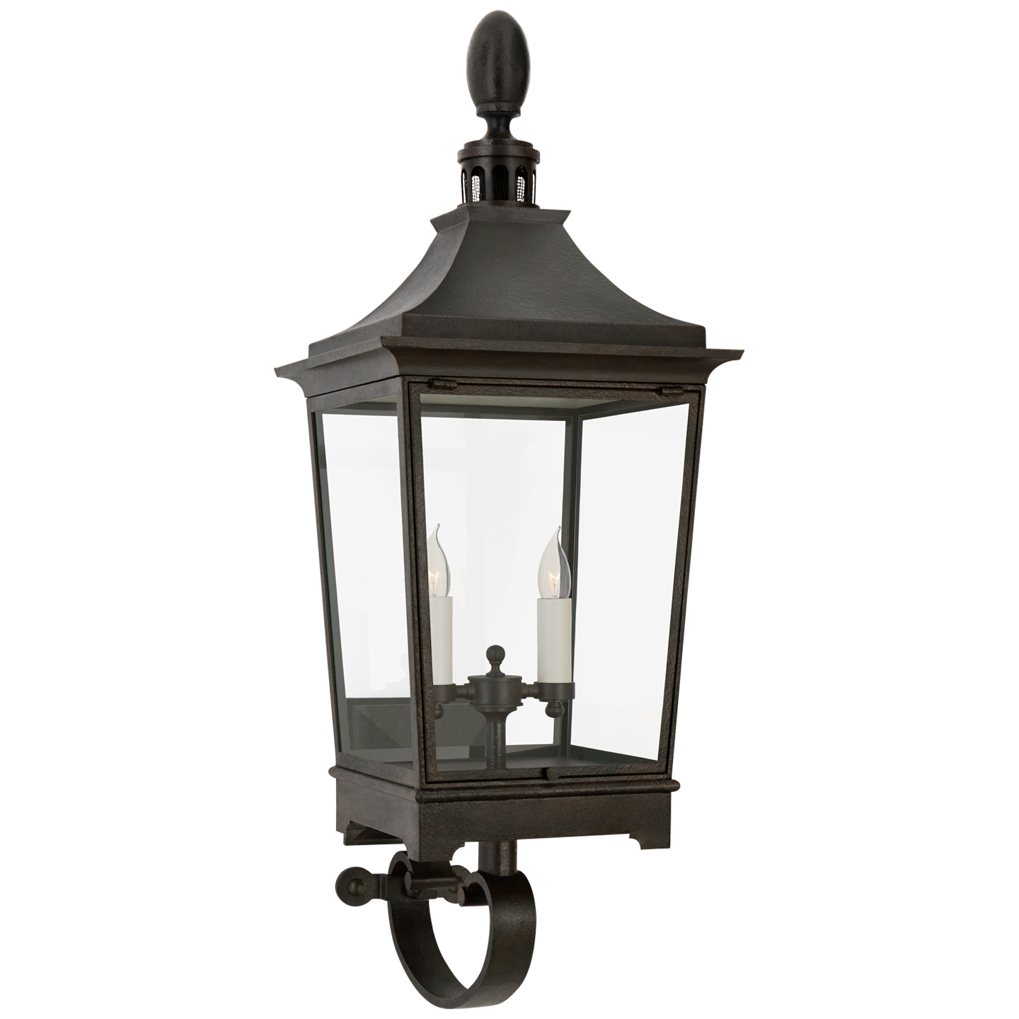 Rosedale Classic Medium Bracketed Wall Lantern in French Rust with Clear Glass