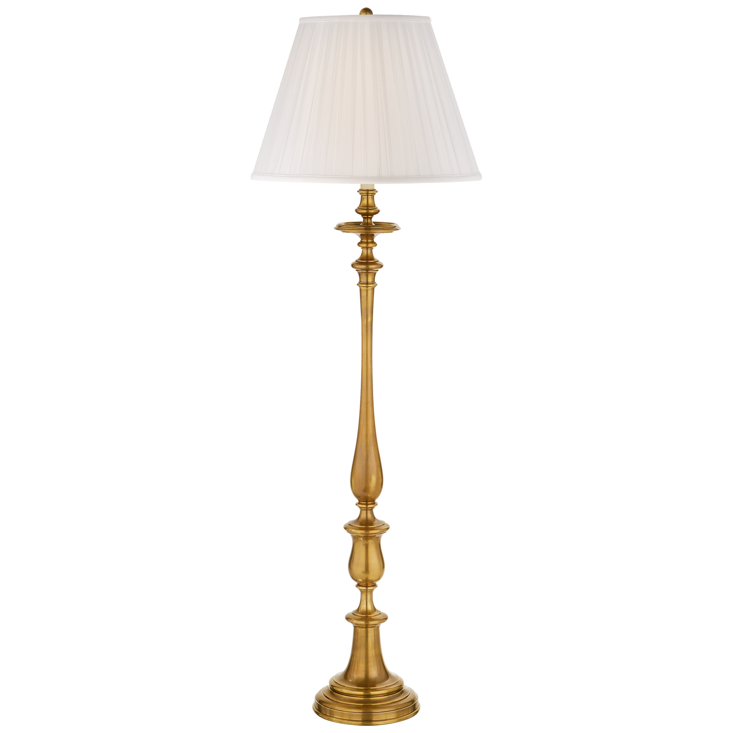 Darien Floor Lamp in Natural Brass with Silk Shade