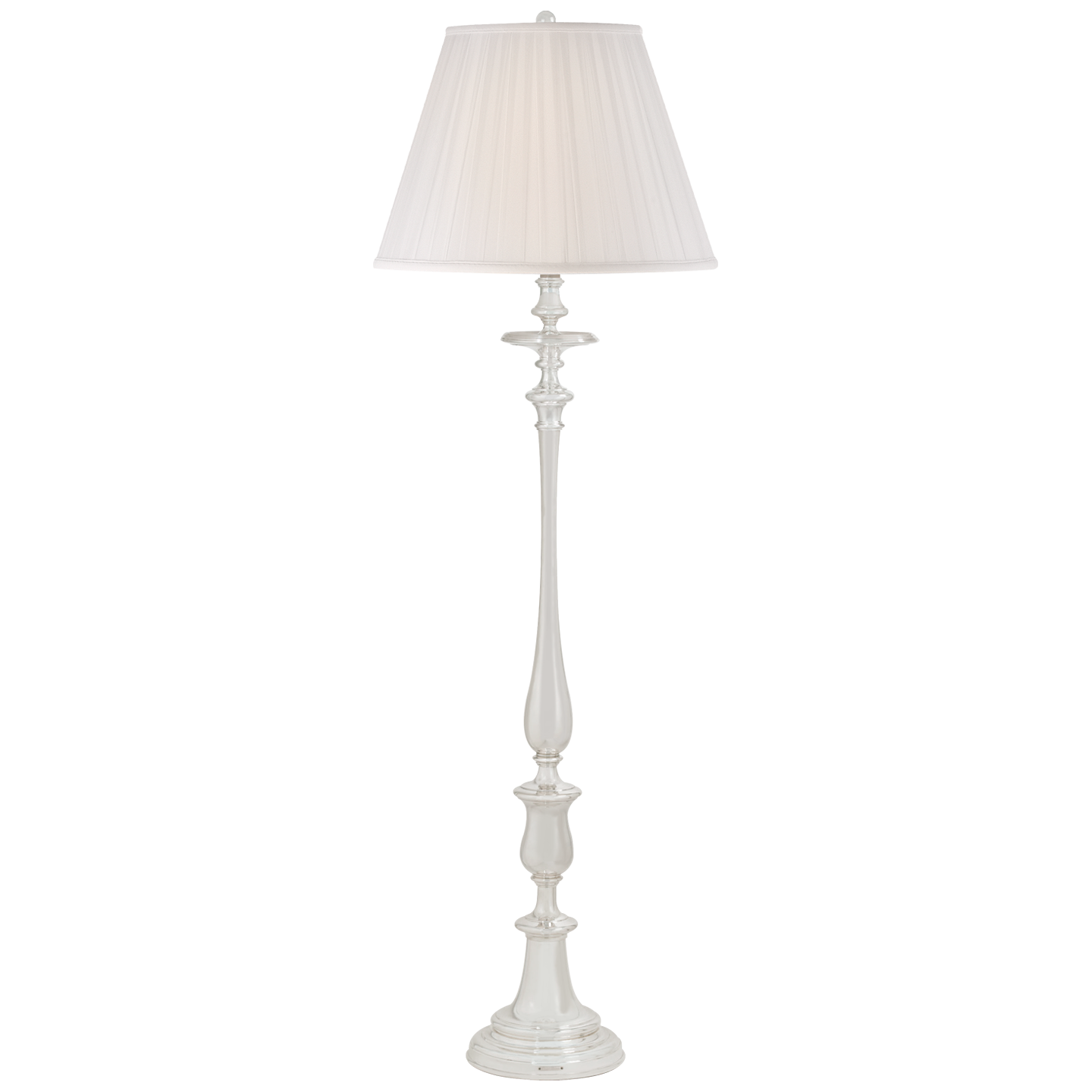 Darien Floor Lamp in Polished Silver with Silk Shade