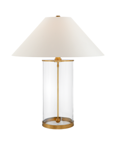Modern Table Lamp in Natural Brass with White Paper Shade