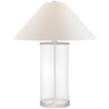 Modern Table Lamp in Polished Silver with White Paper Shade