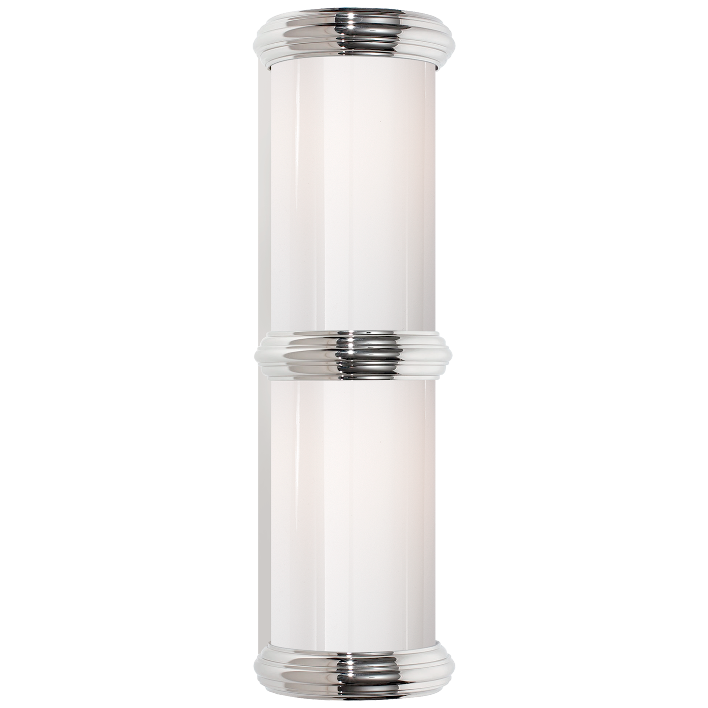 Deco Double Wall Sconce in Polished Nickel with White Glass