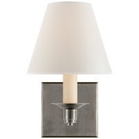 Evans Single Arm Sconce in Antique Nickel with Percale Shade