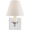Evans Single Arm Sconce in Polished Nickel with Percale Shade