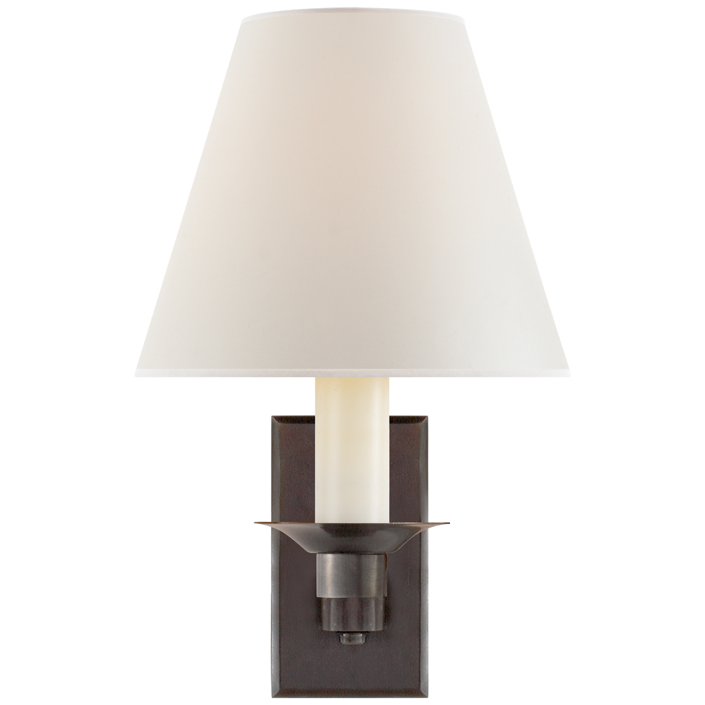 Evans Library Sconce in Bronze with Percale Shade
