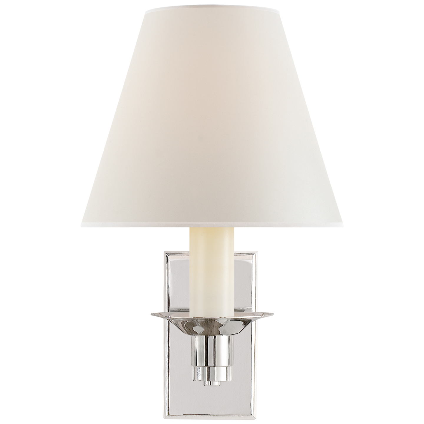 Evans Library Sconce in Polished Nickel with Percale Shade