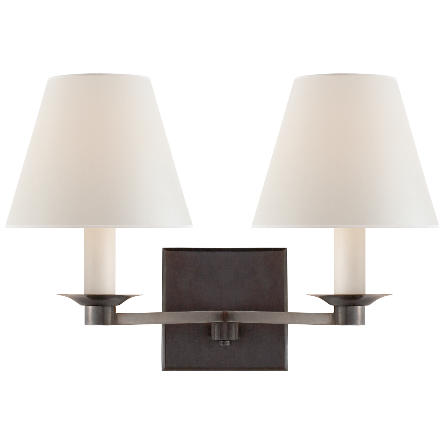 Evans Double Arm Sconce in Bronze with Percale Shade