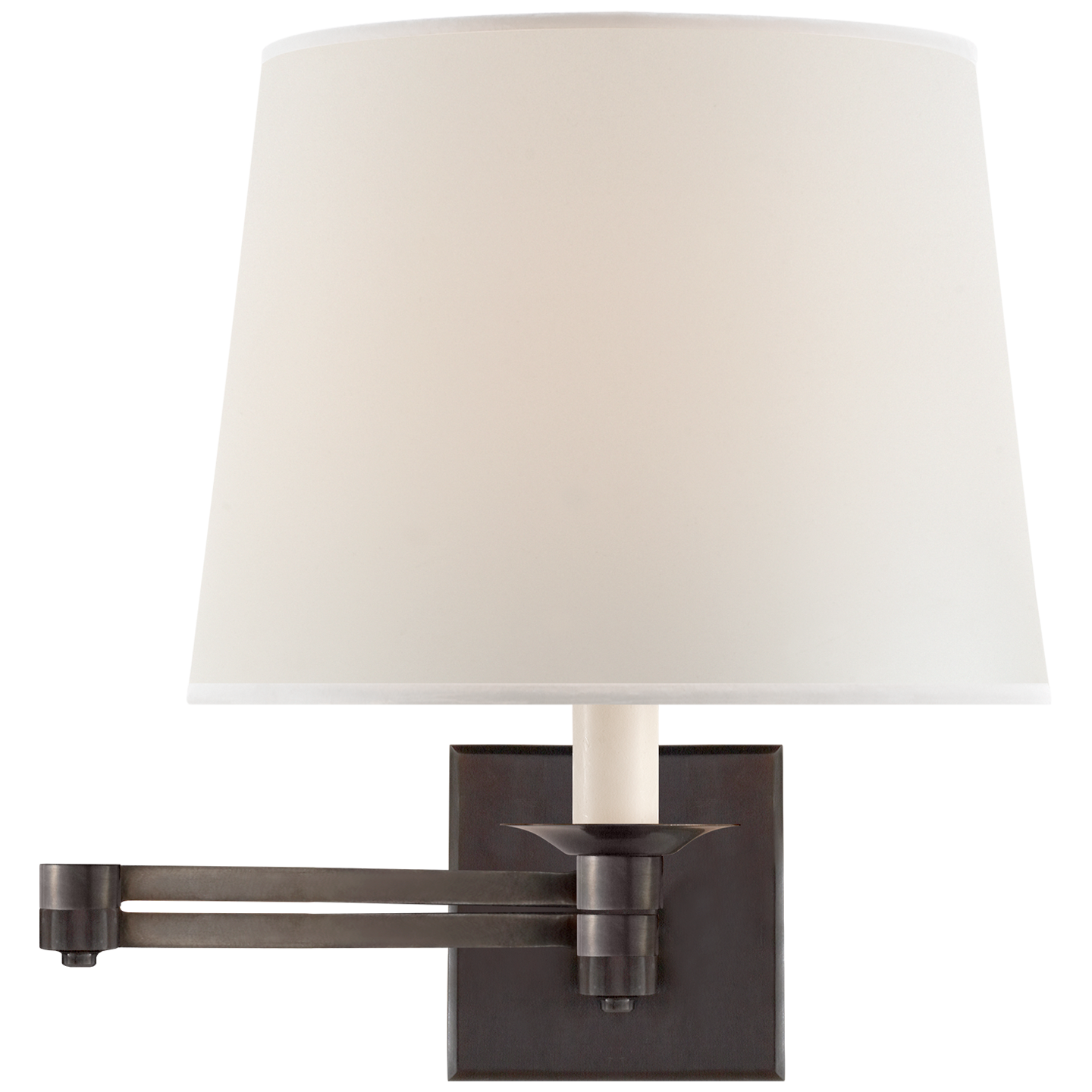 Evans Swing Arm Sconce in Bronze with Percale Shade