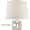 Evans Swing Arm Sconce in Polished Nickel with Percale Shade
