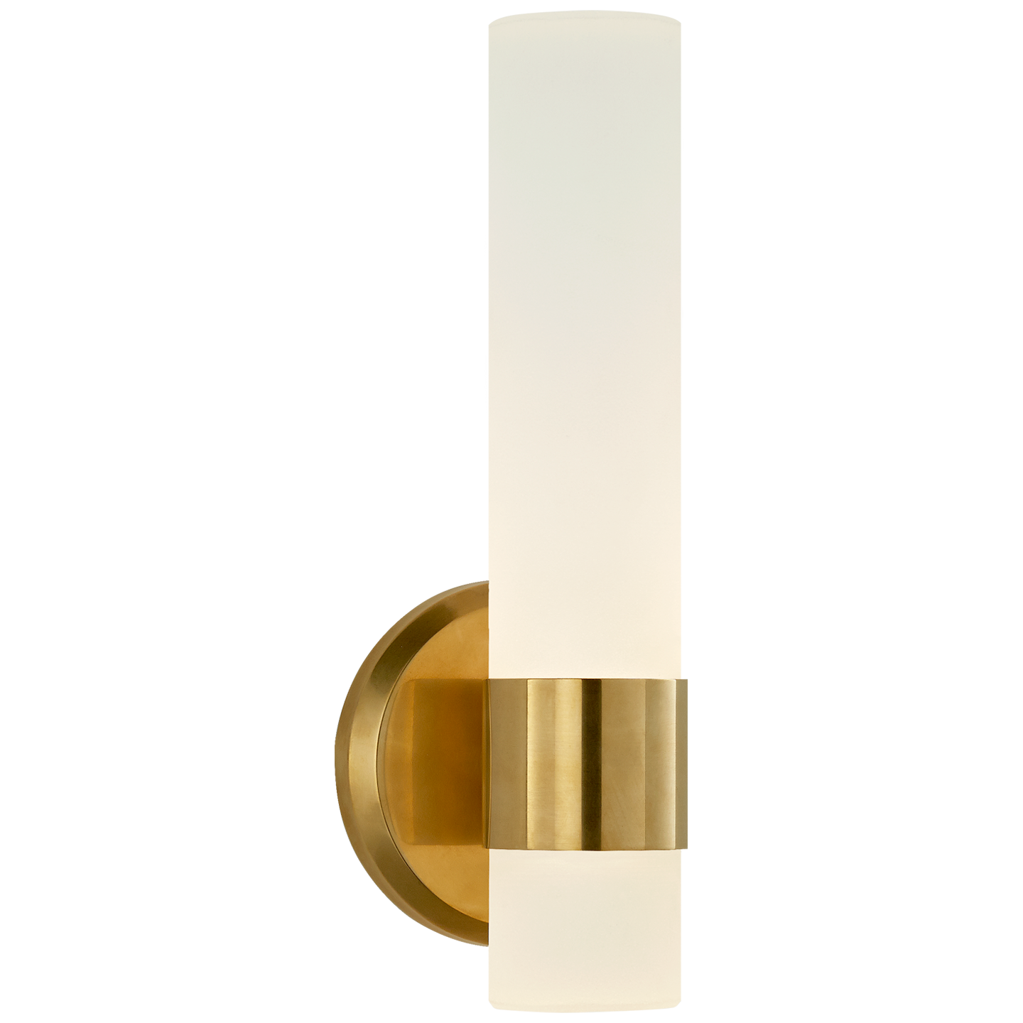 Barton Single Arm Sconce in Natural Brass with Etched Crystal