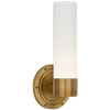 Jones Small Single Sconce in Natural Brass with White Glass